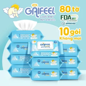 GAIFEEL Set 10 gói 800 khăn giấy ướt khăn ướt dành cho trẻ em không cồn không parabens