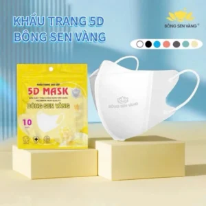 Thùng 500 Khẩu Trang 5D Bông Sen Vàng Cái 3 Lớp
